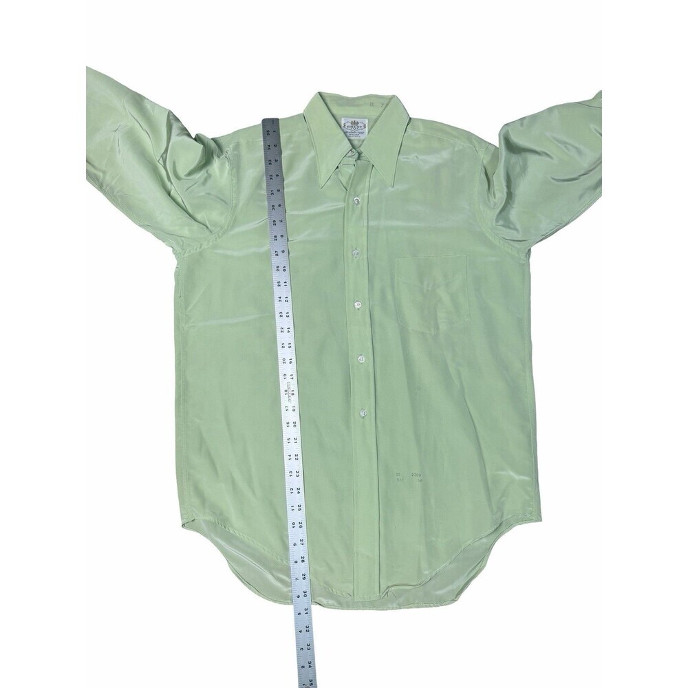Vintage 70s Men’s M Brent Montgomery Ward Satin Button Up Shirt Mint Green - Picture 8 of 10